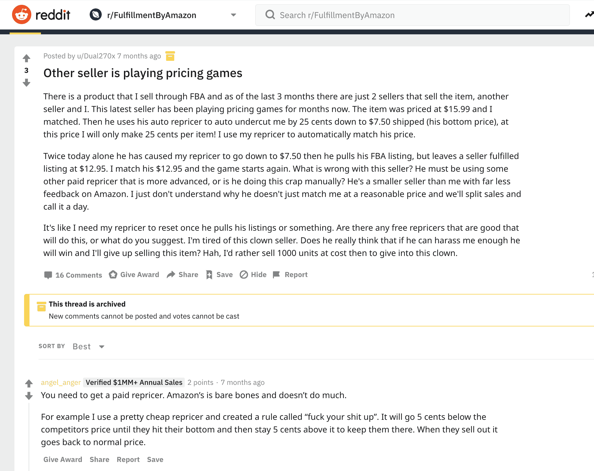 how does amazon repricing work on amazon based on reddit answer